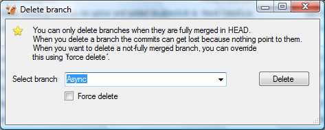 git delete branch just created